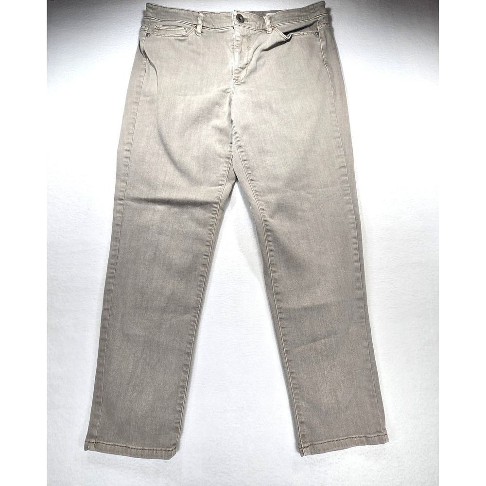 J. Jill Denim Boyfriend Straight Leg Ankle‎ Jeans Tan Khaki Size 12P Petite